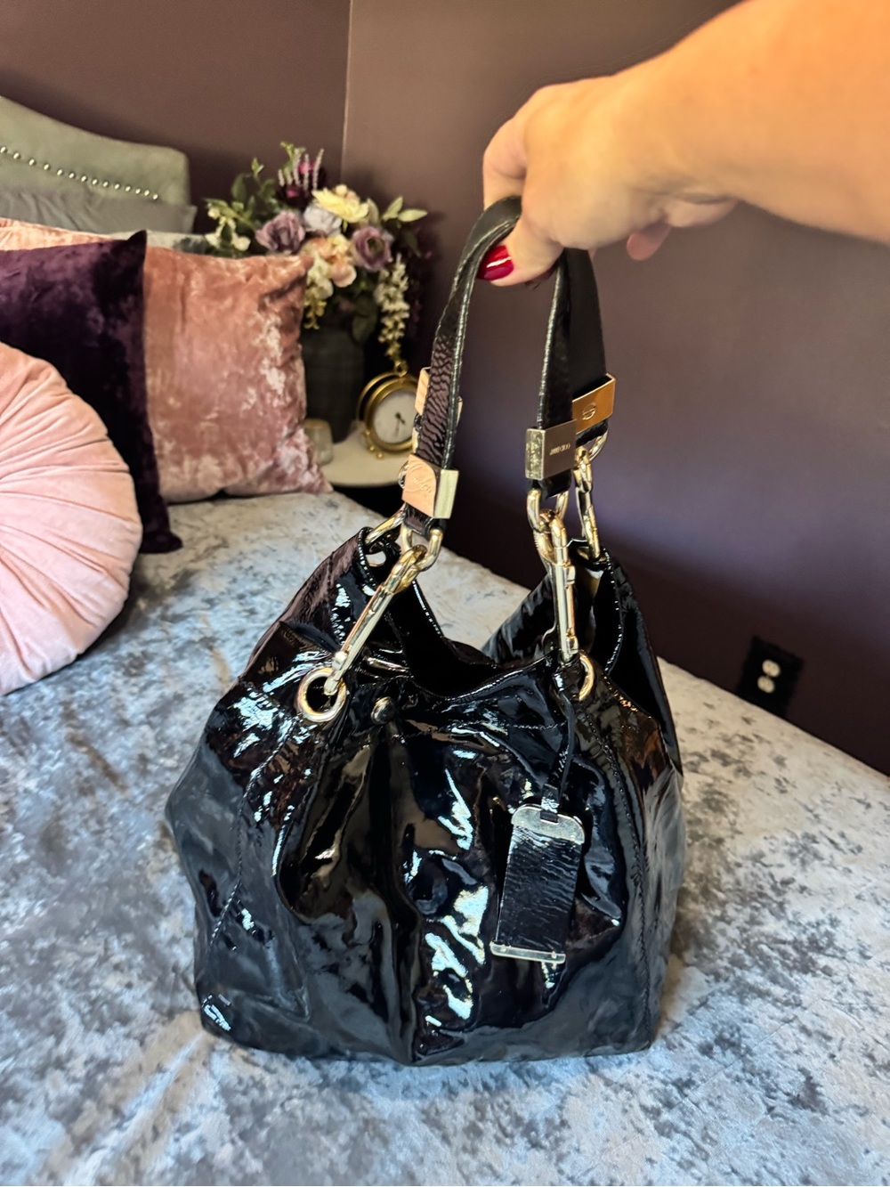 Jimmy Choo Black Patent Leather Shoulder Bag